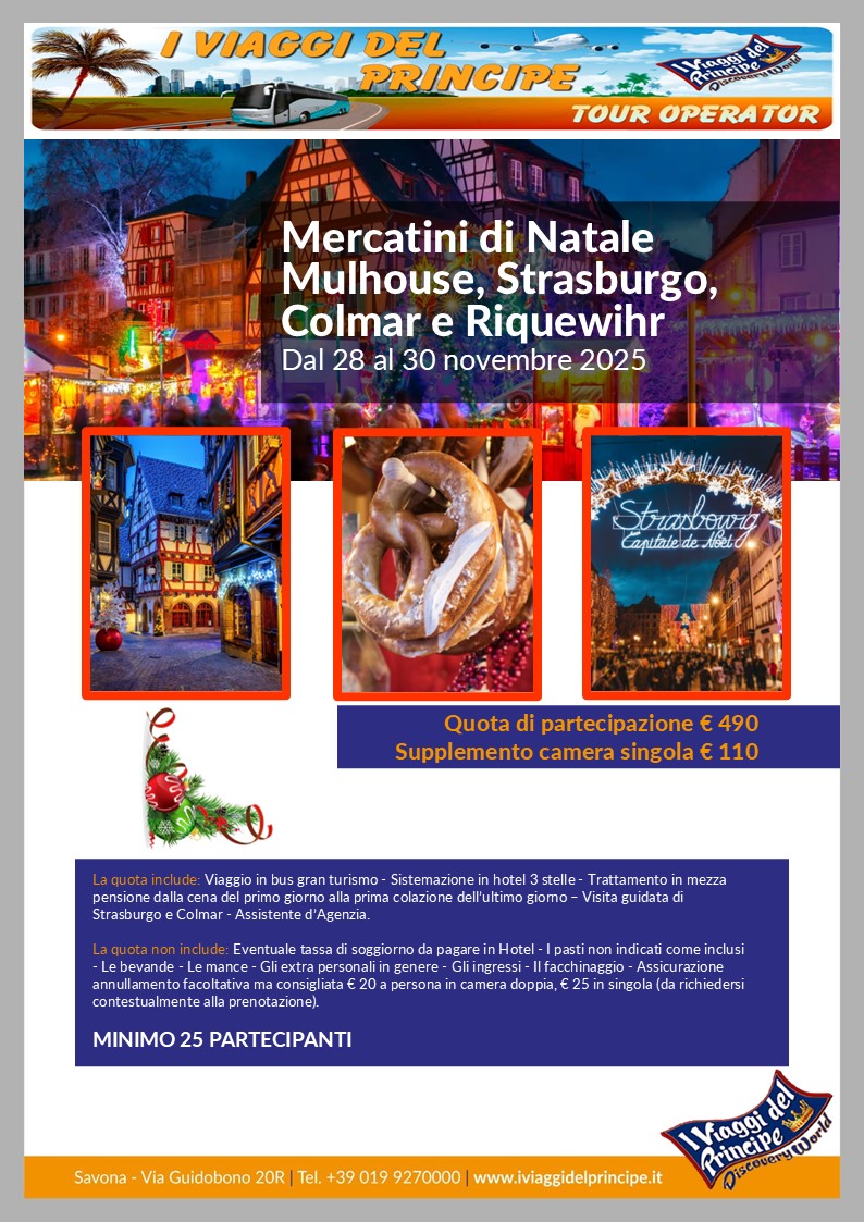 Mercatini di Natale a Mullhouse, Strasburgo, Colmar e Riquewihr - DALLE PROVINCE DI SAVONA E IMPERIA