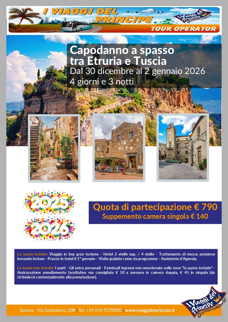 Capodanno a spasso tra Etruria e Tuscia - DALLE PROVINCE DI SAVONA E IMPERIA