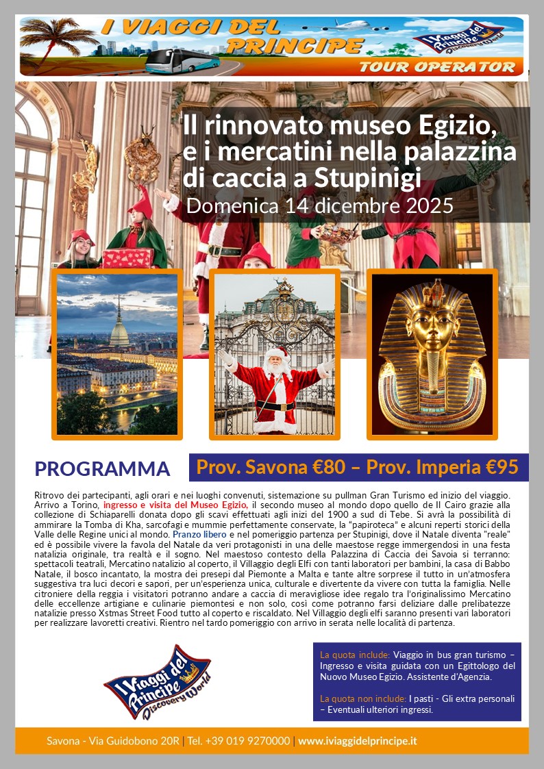 Il rinnovato museo Egizio e i mercatini nella palazzina di caccia a Stupinigi - DA SAVONA E PROVINCIA