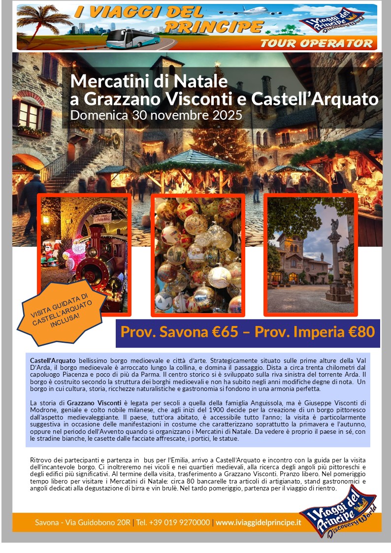 Mercatini di Natale a Grazzano Visconti e Castell'Arquato - DA IMPERIA E PROVINCIA