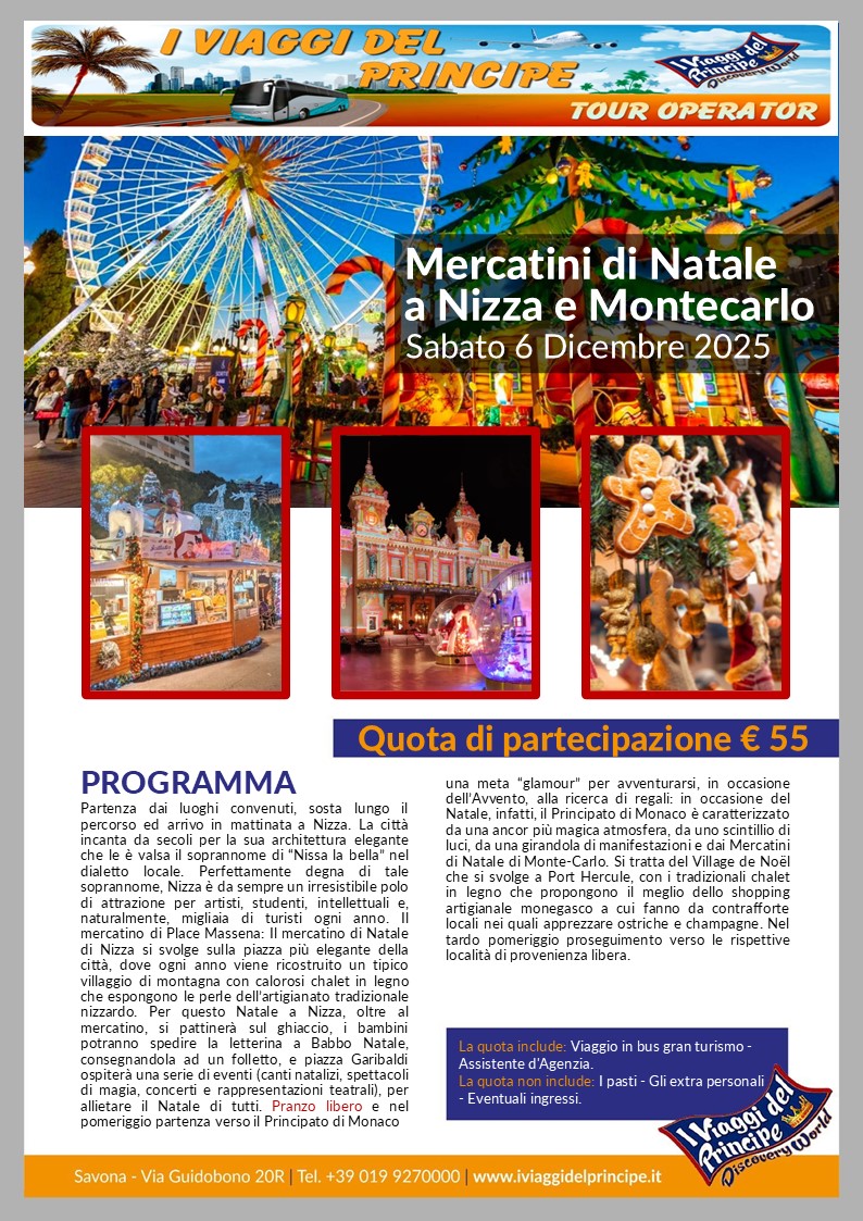 Mercatini di Natale a Nizza e Montecarlo - DALLE PROVINCE DI SAVONA E IMPERIA