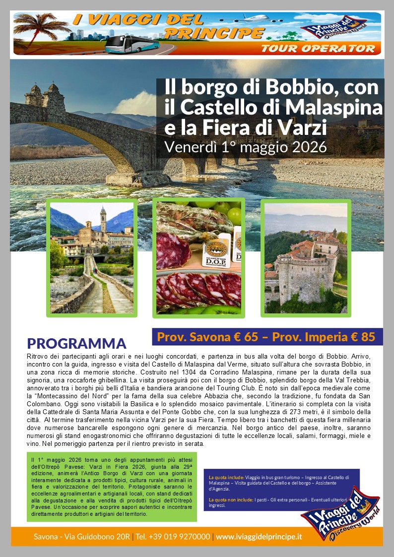 Il borgo di Bobbio, con il Castello di Malaspina e la Fiera di Varzi