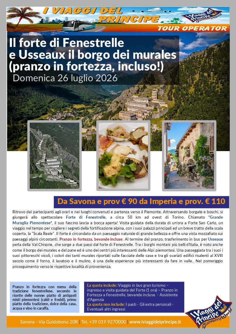 Il forte di Fenestrelle e Usseaux il borgo dei murales (pranzo in fortezza incluso!)