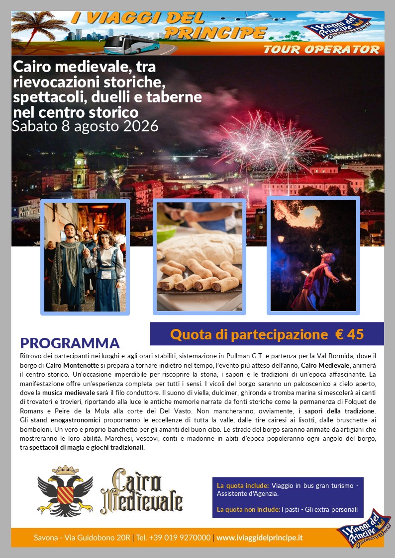 Cairo Medievale, tra rievocazioni storiche, spettacoli, duelli e taberne nel centro storico